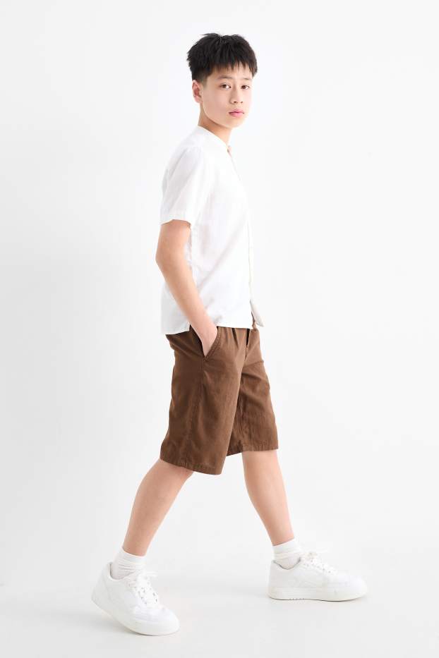 Kinder Jungen - Bermudas - Leinen-Mix - dunkelbraun