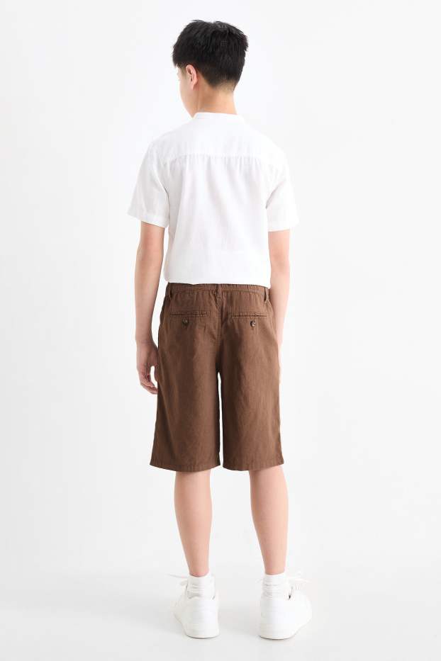 Kinder Jungen - Bermudas - Leinen-Mix - dunkelbraun