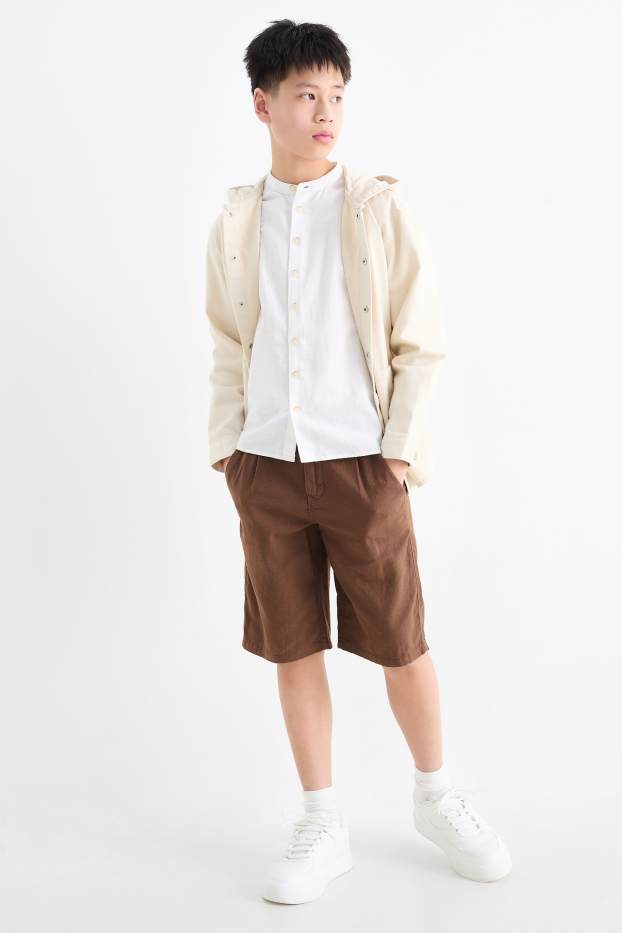 Kinder Jungen - Bermudas - Leinen-Mix - dunkelbraun
