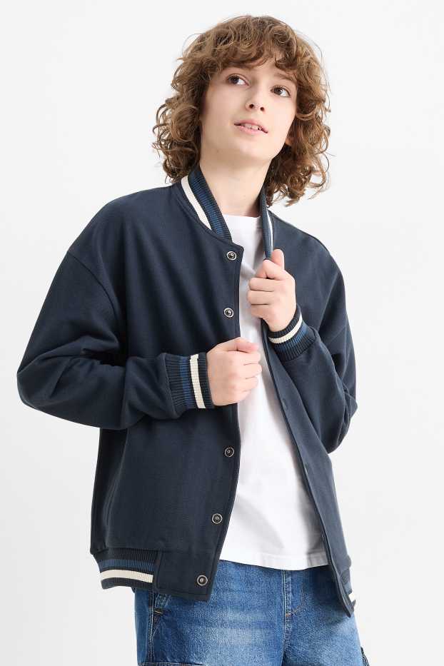 Kinder Jungen - Skater - Collegejacke - strukturiert - dunkelblau