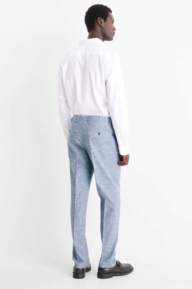Hommes - Pantalon de costume avec teneur en lin - regular fit - extensible - bleu