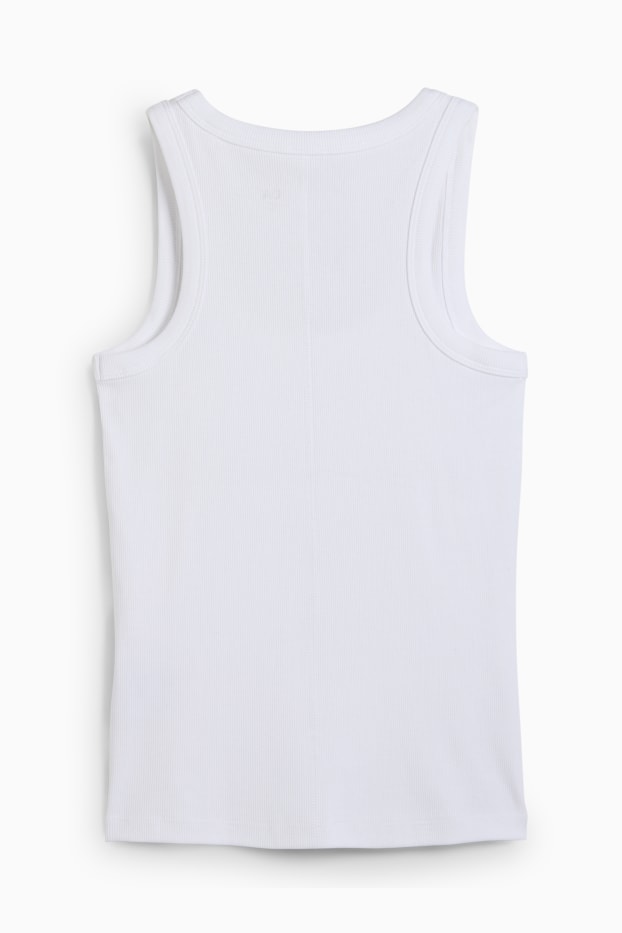 Donna - Top basic - a coste - bianco crema