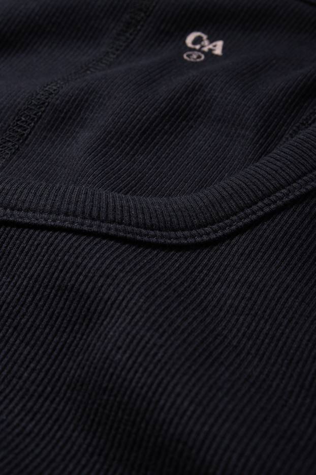 Donna - Top basic - a coste - nero