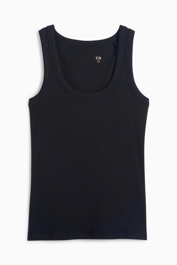 Donna - Top basic - a coste - nero