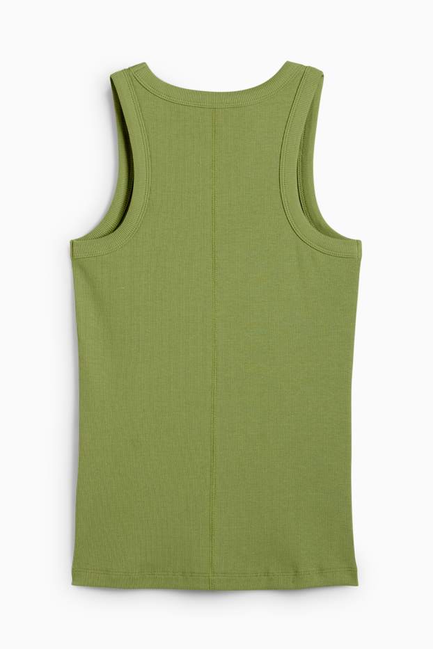 Donna - Top basic - a coste - verde chiaro