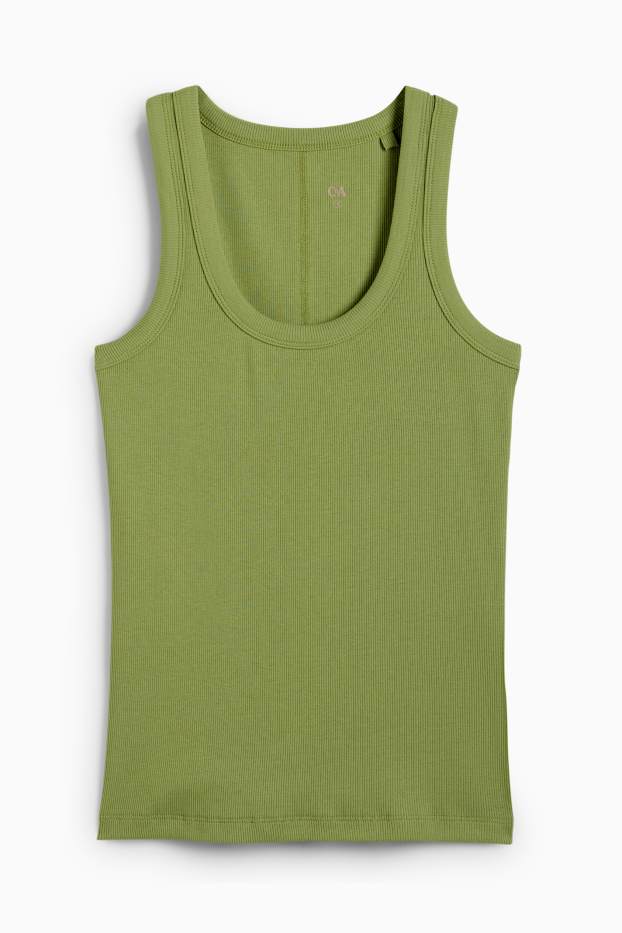 Donna - Top basic - a coste - verde chiaro