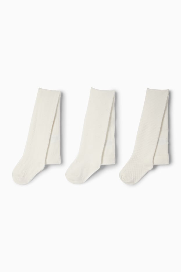 Bebeluși - fete - Multipack 3 perechi - dresuri bebeluși - structurat - alb-crem