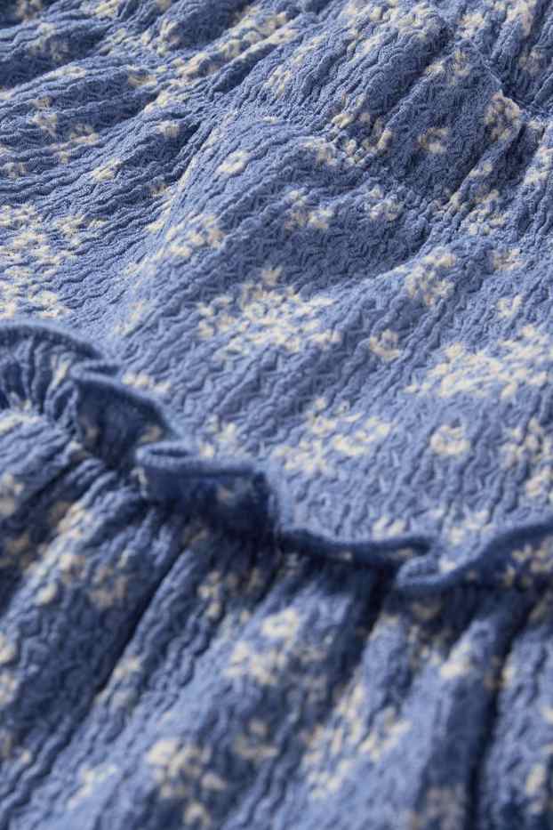 Enfants filles - Jupe-short - à fleurs - texturé - bleu