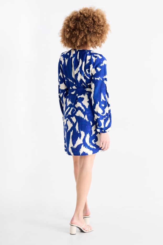 Women - A-line dress - patterned - dark blue