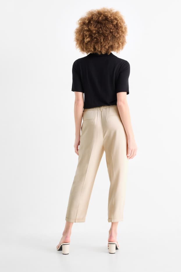Dames - Pantalon - mid waist - tapered fit - licht beige