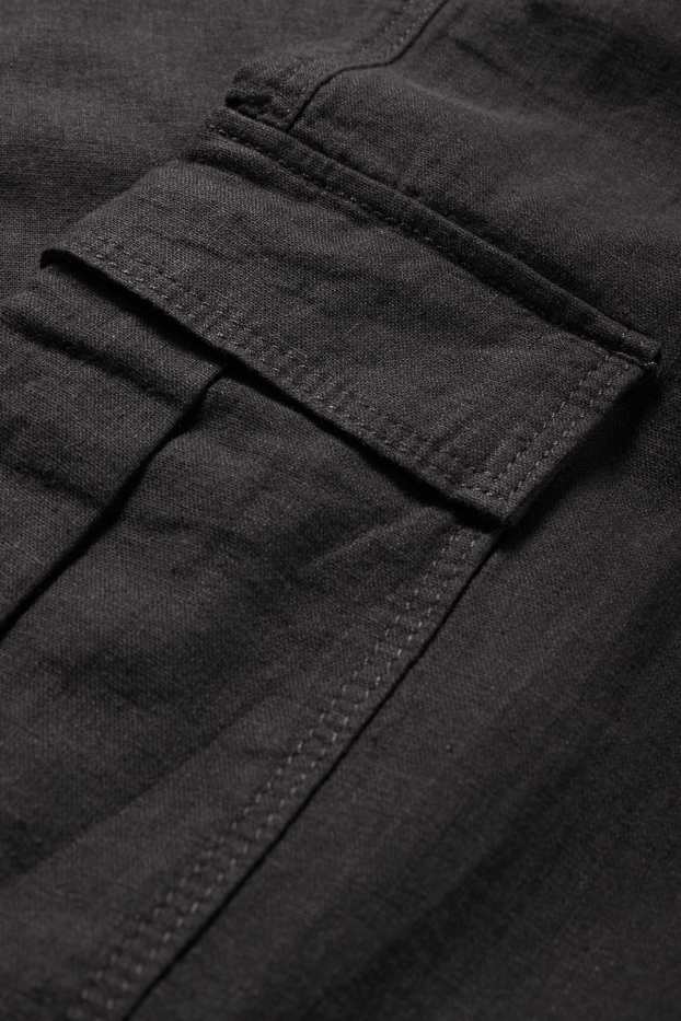 Kinder Jungen - Cargohose - Leinen-Mix - dunkelgrau