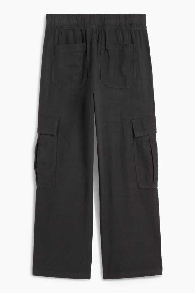 Kinder Jungen - Cargohose - Leinen-Mix - dunkelgrau