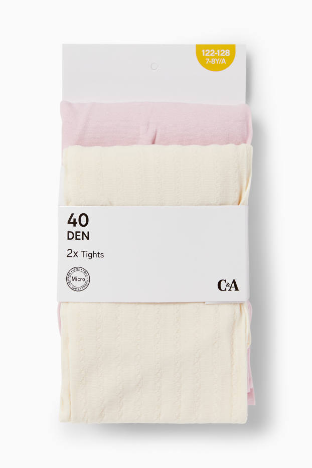Niños: niñas - Pack de 2 - medias - 40 DEN - rosa