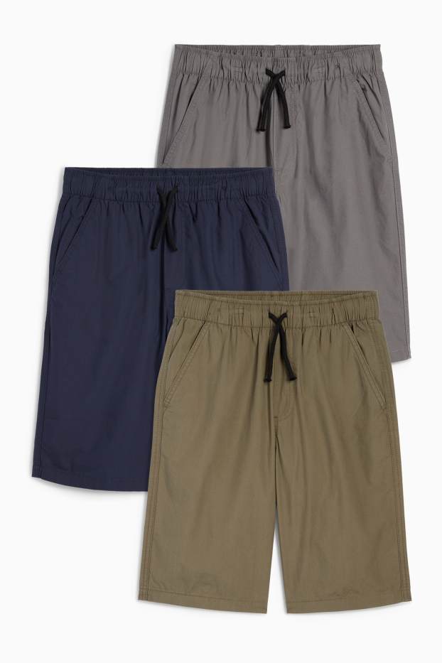 Děti - chlapci - Multipack 3 ks - bermudy - tmavomodrá
