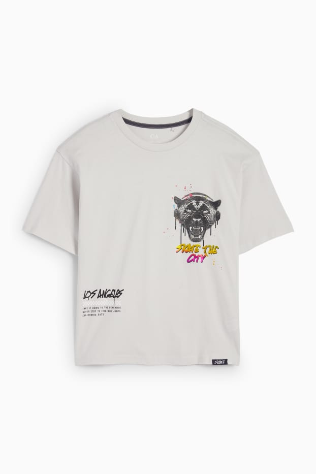 Bambini - Skater e puma - maglia a maniche corte - grigio chiaro