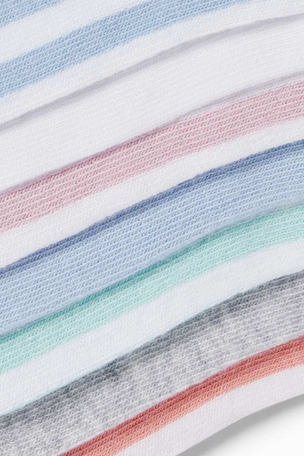 Children Girls - Multipack of 7 - trainer socks - striped - blue