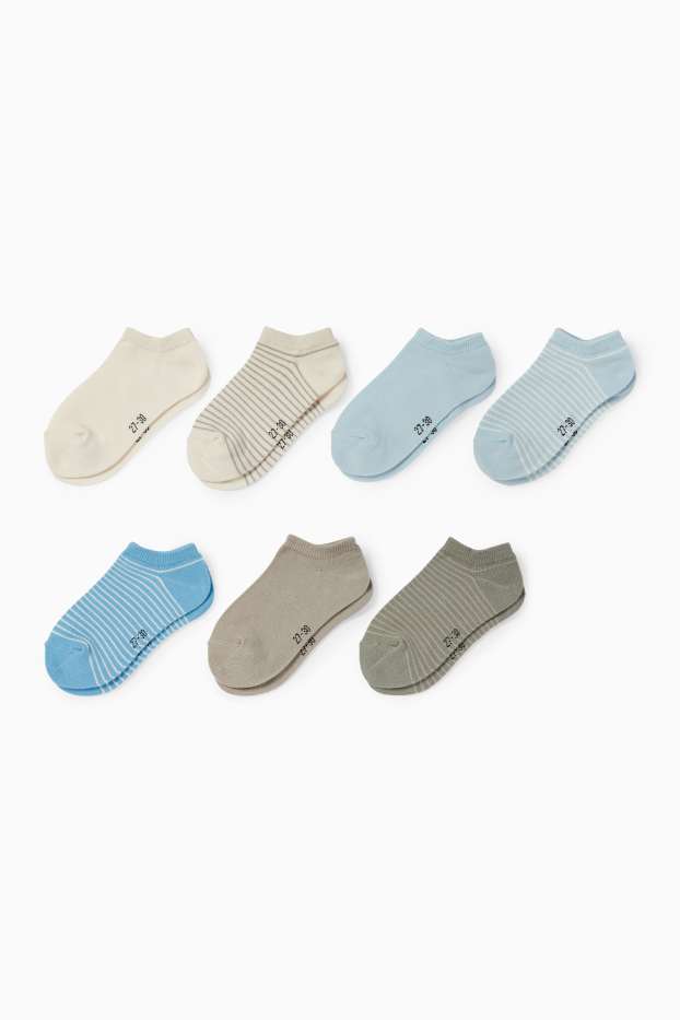 Copii - Băieți - Multipack 7 perechi - șosete sub gleznă - cu dungi - albastru