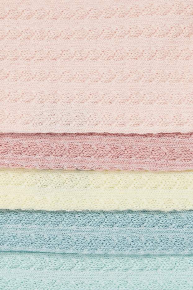 Children Girls - Multipack of 7 - trainer socks - cable knit pattern - yellow