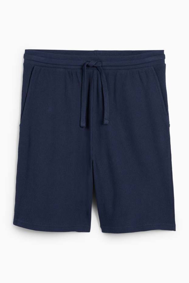 Heren - Pyjamashorts - donkerblauw
