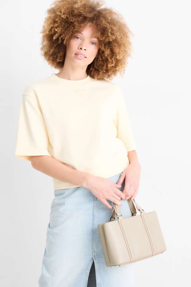 Donna - Borsa a tracolla con spallaccio staccabile - similpelle - beige chiaro
