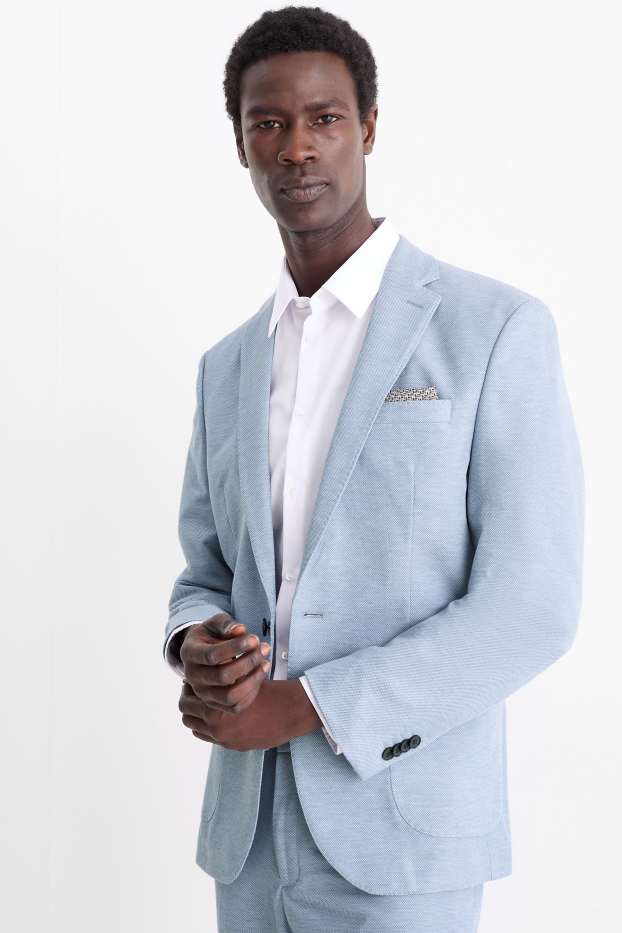 Herren - Baukasten-Sakko - Slim Fit - strukturiert - hellblau