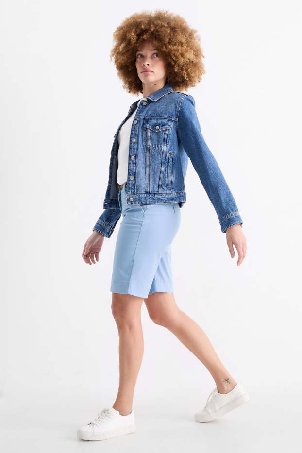 Damen - Bermudas mit Gürtel - Mid Waist - blau