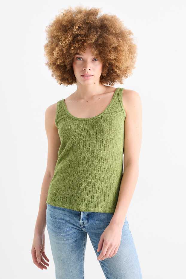 Femei - Top tricotat - reiat - verde