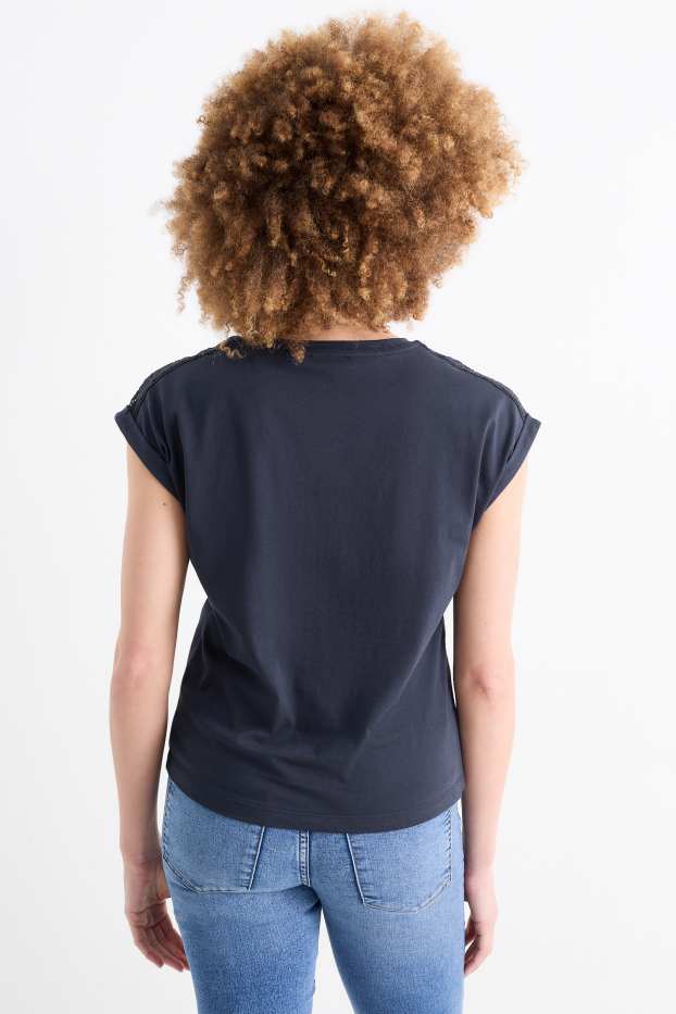 Dames - T-shirt - regular fit - donkerblauw