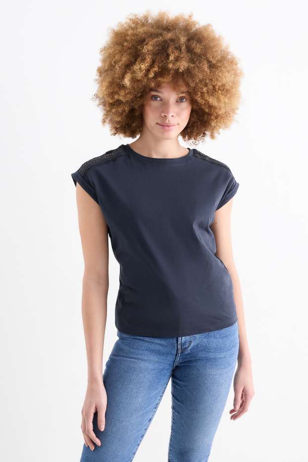 Dames - T-shirt - regular fit - donkerblauw