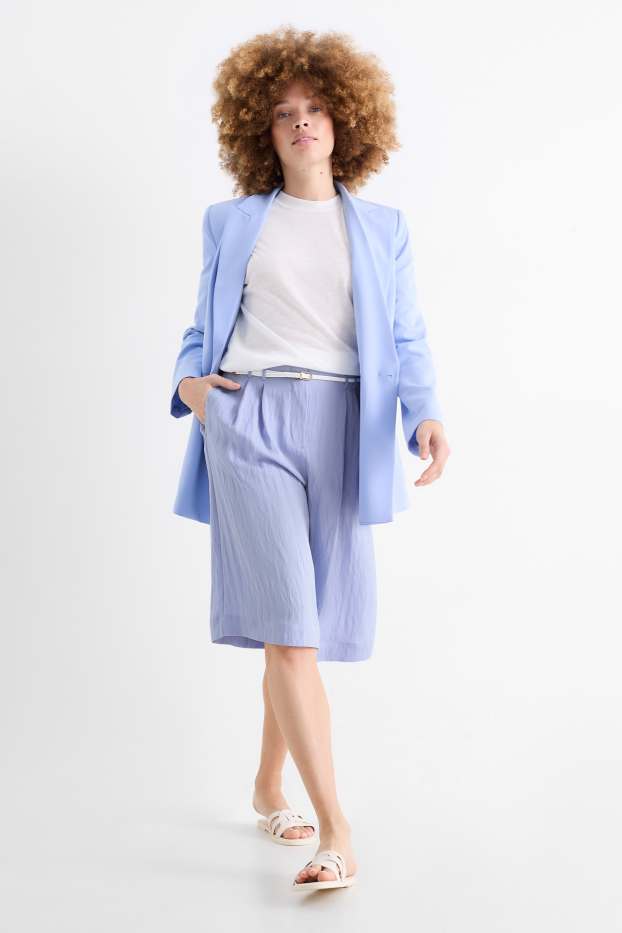 Damen - Bermudas mit Gürtel - High Waist - hellblau