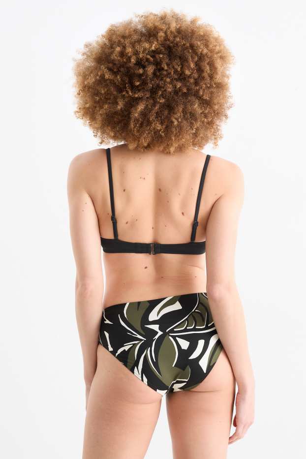 Damen - Bikini-Hose - Mid Waist - LYCRA® XTRA LIFE™ - gemustert - schwarz