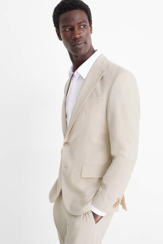 Uomo - Giacca coordinabile - slim fit - Flex - a righe - beige chiaro