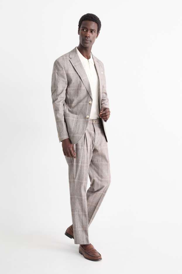 Bărbați - Pantaloni modulari cu conținut de in - regular fit - stretch - gri