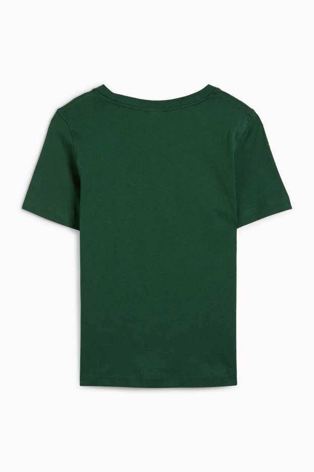 Dona - Samarreta de mànigues curtes amb pedres d’estràs - slim fit - verd fosc
