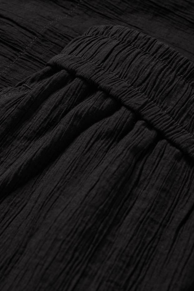 Damen - Stoffhose - High Waist - Wide Leg - strukturiert - schwarz