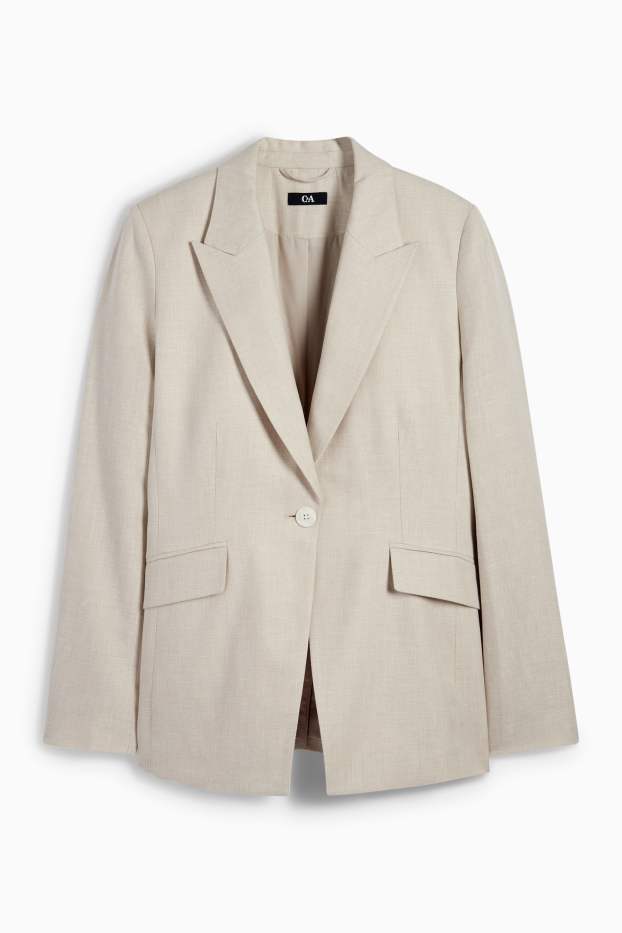 Femmes - Blazer oversize avec teneur en lin - beige