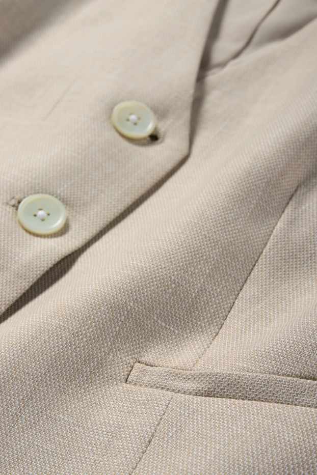 Dames - Business-gilet, deels met linnen - relaxed fit - beige
