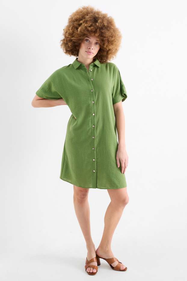 Femmes - Robe-chemisier - vert