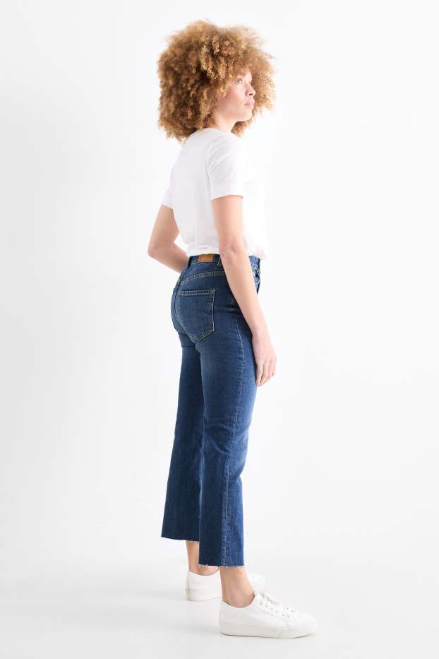Women - Cropped flared jeans - high waist - blue denim