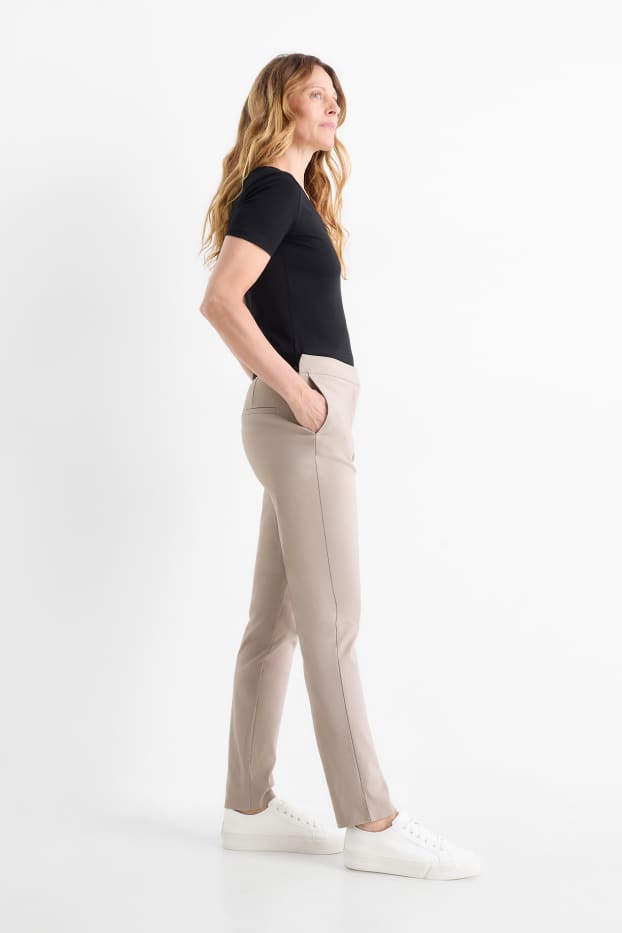 Femmes - Pantalon en toile - mid waist - slim fit - gris clair