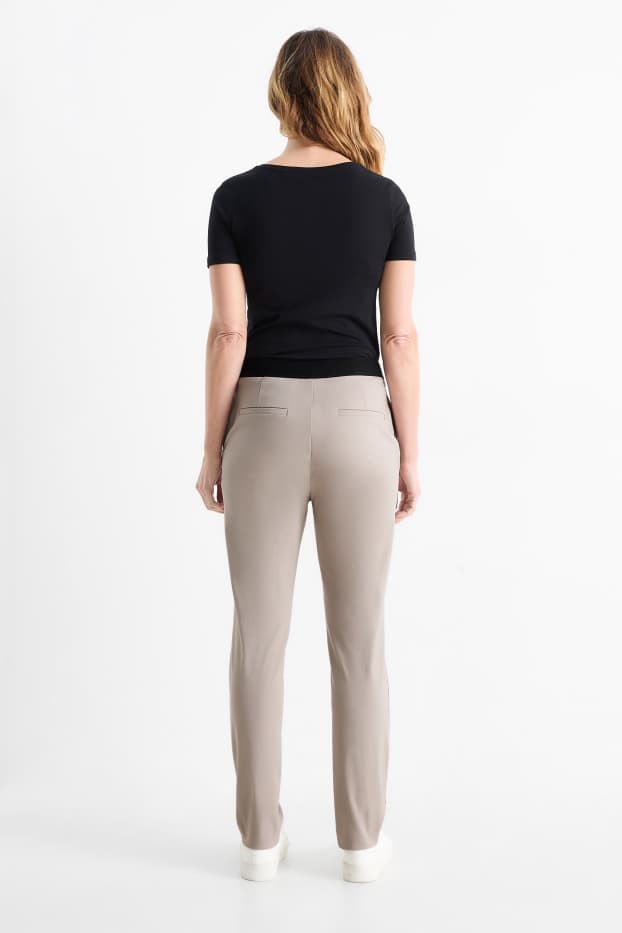Femmes - Pantalon en toile - mid waist - slim fit - gris clair