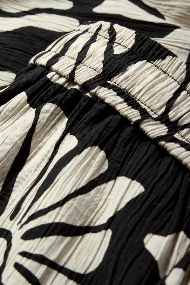 Femei - Pantaloni de stofă - talie înaltă - wide leg - cu model - structurați - negru / nej