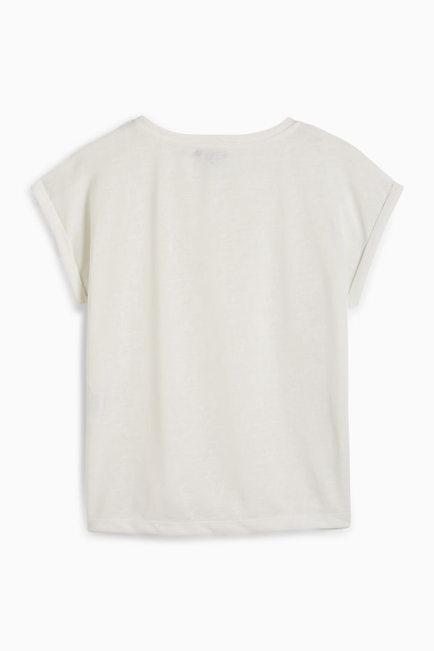 Damen - T-Shirt mit V-Ausschnitt - Regular Fit - weiß