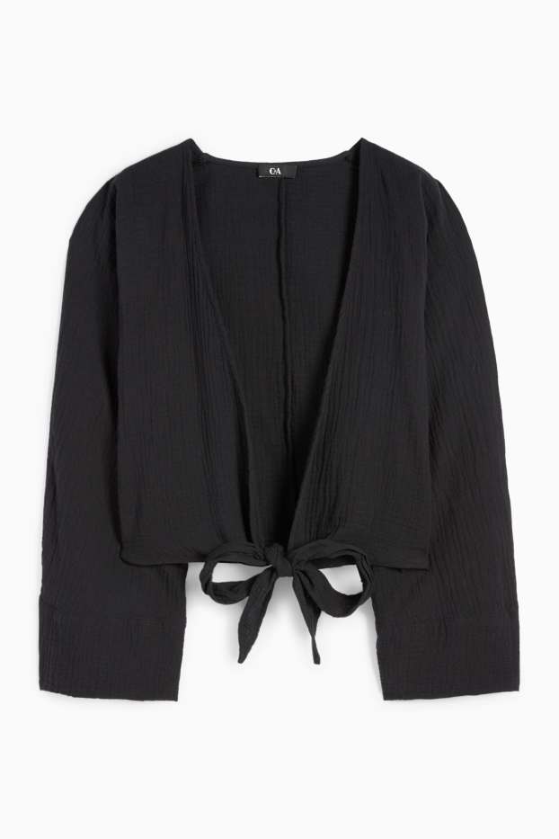 Damen - Musselin-Bluse - schwarz