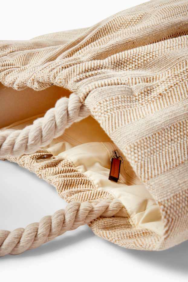 Donna - Shopper grande - a righe - beige chiaro