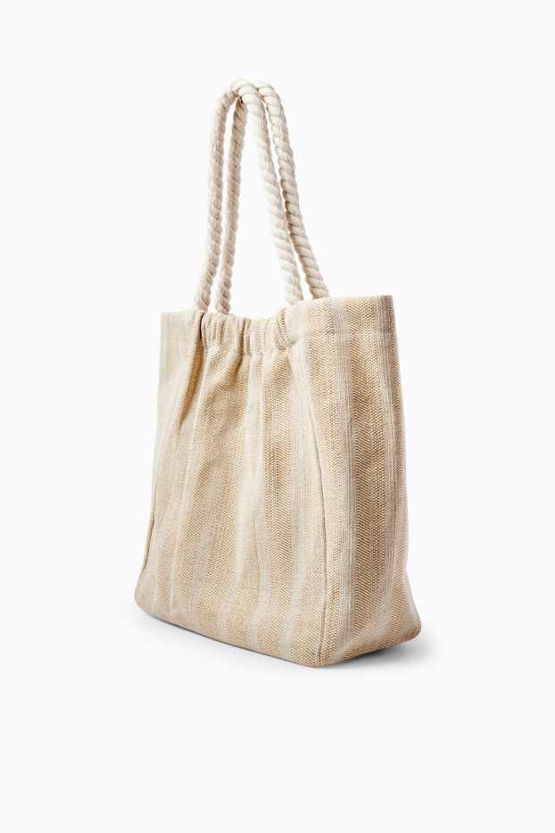 Donna - Shopper grande - a righe - beige chiaro
