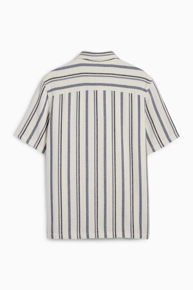 Uomo - Camicia - regular fit - collo all'italiana - a righe - beige chiaro