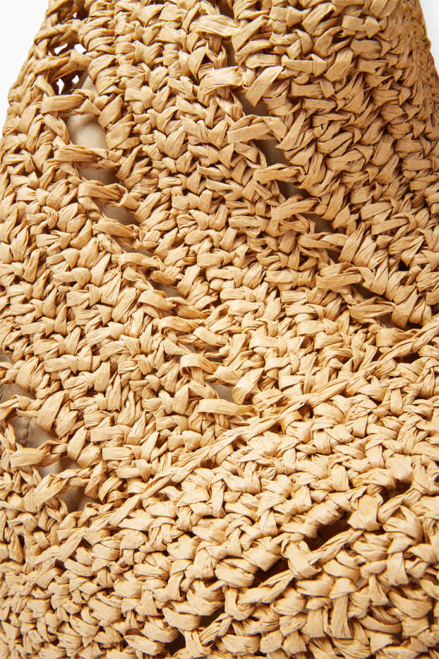 Dames - Grote shopper van stro - beige