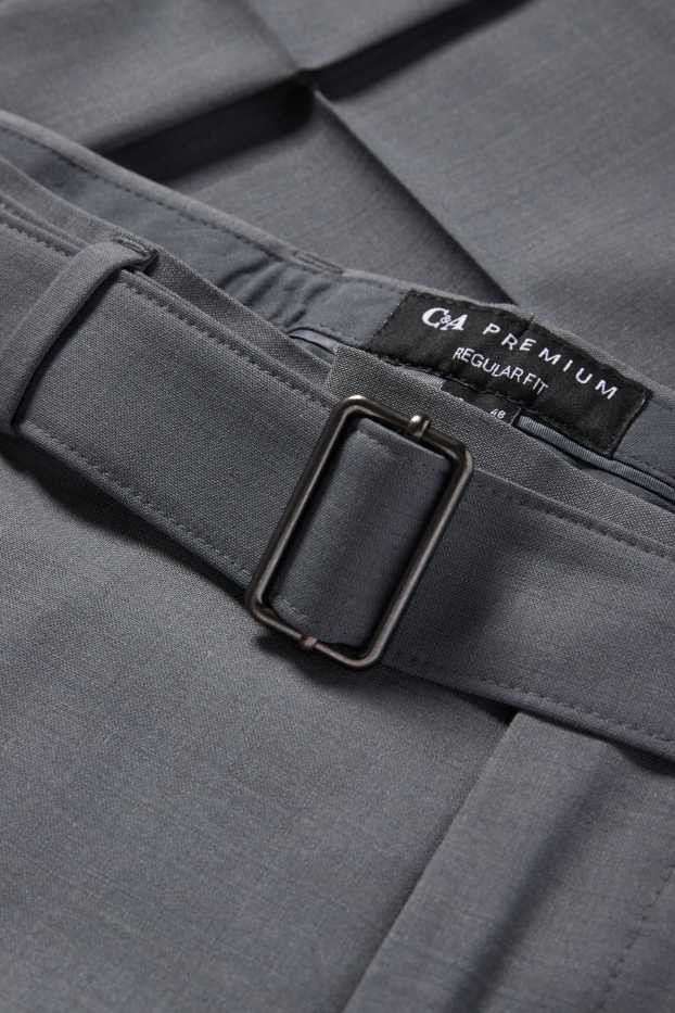Uomo - Pantaloni coordinabili - regular fit - 4 Way Stretch - misto lana - grigio