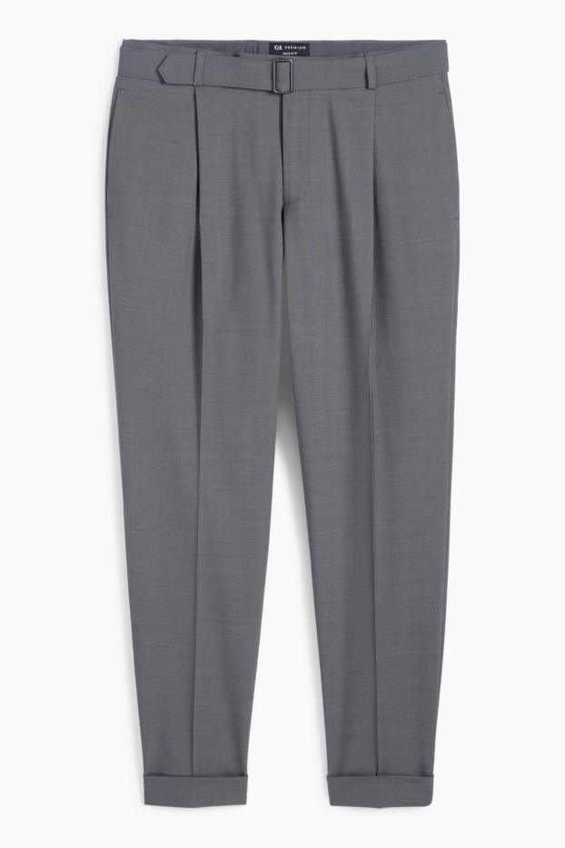 Uomo - Pantaloni coordinabili - regular fit - 4 Way Stretch - misto lana - grigio